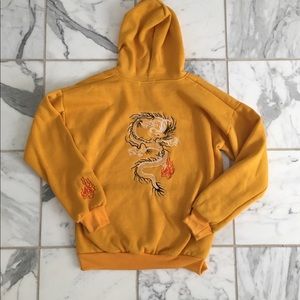 Yellow dragon embroidered hoodie